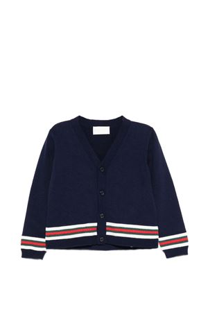 cardigan in cotone blu GUCCI KIDS | 852858XKFDC4044